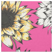 ピンクのひまわり生地 ファブリック (クローズアップ)