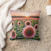 ピンクのひまわり畑 クッション (ブランケット)