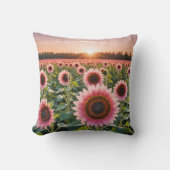 ピンクのひまわり畑 クッション (正面)