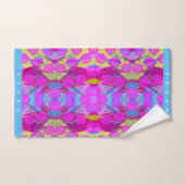 ピンクのひまわり葉熱帯モダンフローラ ハンドタオル (ハンドタオル)