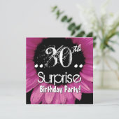 ピンクのひまわり 30th サプライズ誕生日テンプレート 招待状 (スタンド正面)