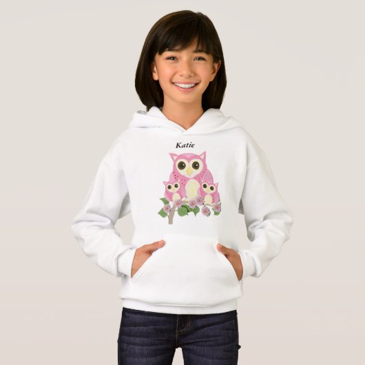 ピンクのふくろうの女の子デザイン (正面フル)