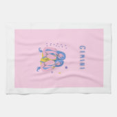 ピンクのふたご座、星座、サイン柄 キッチンタオル (横)
