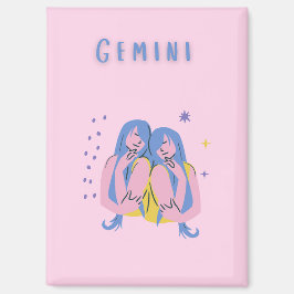 ピンクのふたご座、星座、サイン柄 マグネット
