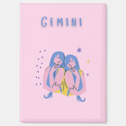 ピンクのふたご座、星座、サイン柄 マグネット (正面)