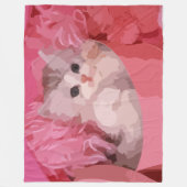 ピンクのふわふわした子猫の毛布 フリースブランケット (正面)