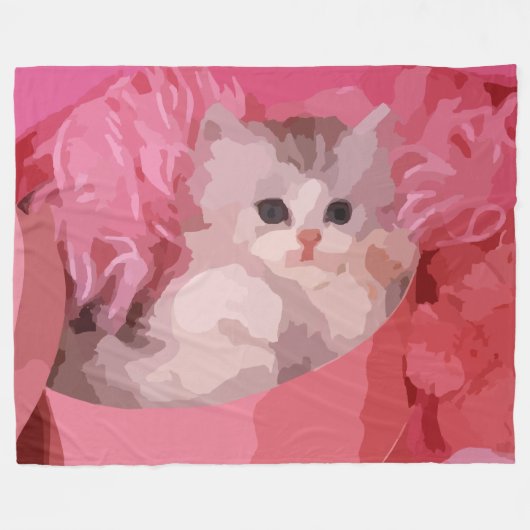 ピンクのふわふわした子猫の毛布 フリースブランケット (正面(横))