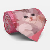 ピンクのふわふわした子猫 ネクタイ (ロール)
