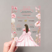 ピンクのほお紅クォケットボウプリンセスのケンカネーラ アクリル招待状 (インサイチュ (ポータブル))