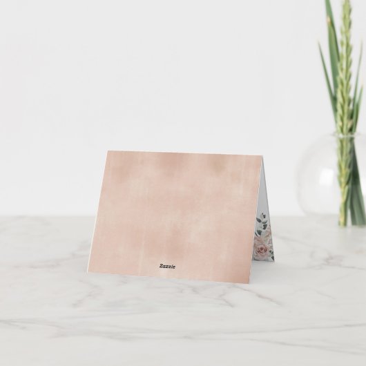 ピンクのほこりばたけのローズペタルとプロセッコの折りたとうカード サンキューカード (裏面)