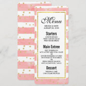 ピンクのほっぺ色のストライプ | 偽のゴールドのコンフェッティ 招待状 (正面/裏面)