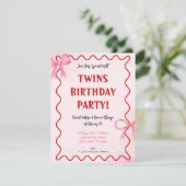 ピンクのほっぺ1歳の誕生日招待状 出欠カード (スタンド正面)