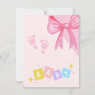 ピンクのほっぺ1歳の誕生日招待状 出欠カード