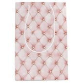 ピンクのほっぺ ゴールドの房の誕生日 ミディアムペーパーバッグ (正面)