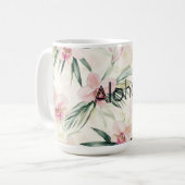 ピンクのほんのり赤いクリーム色の蘭の花  コーヒーマグカップ (正面左)