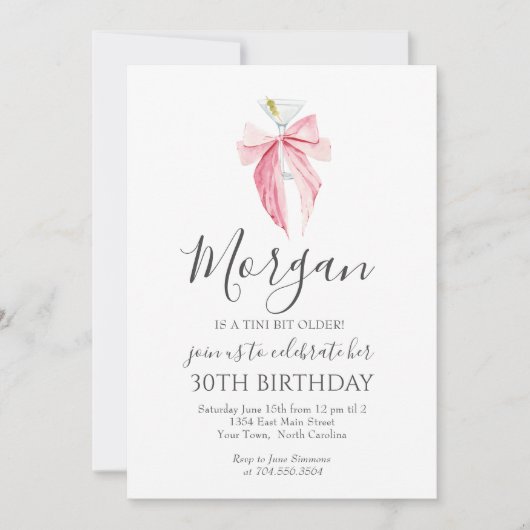 ピンクのぼう A Tini Bit Older マーティニー ご招待 招待状 (正面)