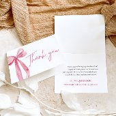 ピンクのぼかしリボン コケティッシュ 卒業お礼カード サンキューカード