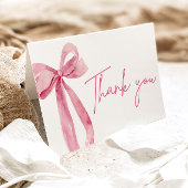 ピンクのぼかしリボン コケティッシュ 卒業お礼カード サンキューカード