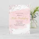 ピンクのぼかし水彩の筆致にグリッターを添えて 招待状 (スタンド正面)