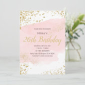 ピンクのぼかし水彩の金のラメ 招待状 (スタンド正面)