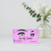  ピンクのまつげのきらめきビジネスカード 名刺 (スタンド正面)