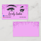  ピンクのまつげのきらめきビジネスカード 名刺 (正面/裏面)
