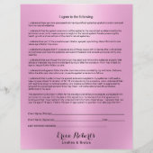 ピンクのまつげエクステサロン 責任免除書 チラシ (裏面)