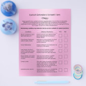 ピンクのまつげエクステサロン 責任免除書 チラシ (シングル)