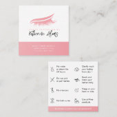 ピンクのまつ毛エクステンションアフターケアの指示 スクエア名刺 (正面/裏面)