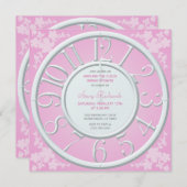 ピンクのまわりにフローラザクロックブライダルシャワー招待状 招待状 (正面/裏面)