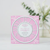 ピンクのまわりにフローラザクロックブライダルシャワー招待状 招待状 (スタンド正面)