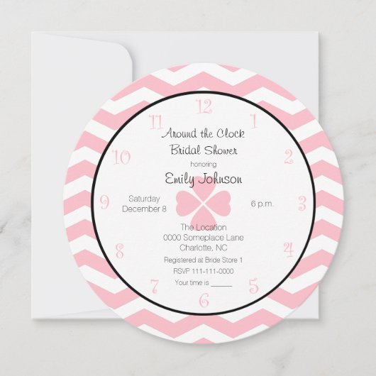 ピンクのまわりに色のブライダルシャワーの招待状 招待状 (正面)