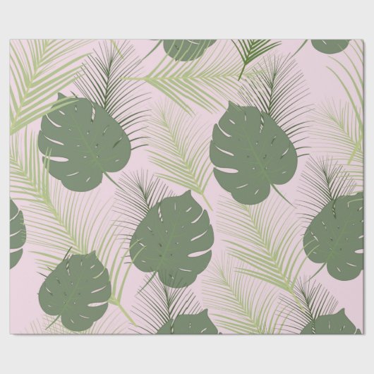 ピンクのやし包装紙 ラッピングペーパー (シーム)