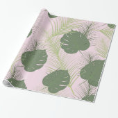 ピンクのやし包装紙 ラッピングペーパー (アンロールド)