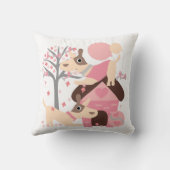 ピンクのよくはしゃぐな子犬の枕 クッション (裏面)