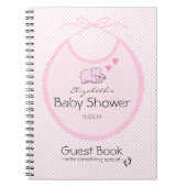 ピンクのよだれかけベビーのシャワーの来客名簿の象 ノートブック (正面)