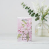 ピンクのりんご花水彩花商カード 名刺 (スタンド正面)