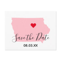 ピンクのアイオワ州 赤いハート Save the Date