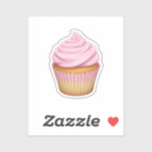 ピンクのアイシングのカップケーキ絵文字 シール (シート)