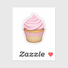ピンクのアイシングのカップケーキ絵文字 シール