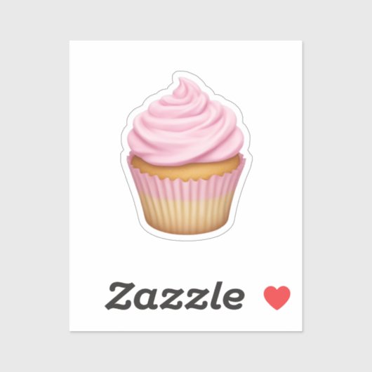 ピンクのアイシングのカップケーキ絵文字  シール (シート)