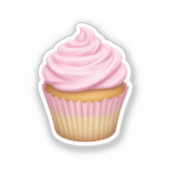ピンクのアイシングのカップケーキ絵文字 シール (正面)