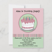 ピンクのアイシングの女の子の誕生日のパーティの招待状 招待状 (正面)