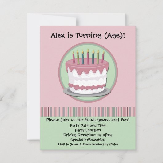 ピンクのアイシングの女の子の誕生日のパーティの招待状 招待状 (正面)