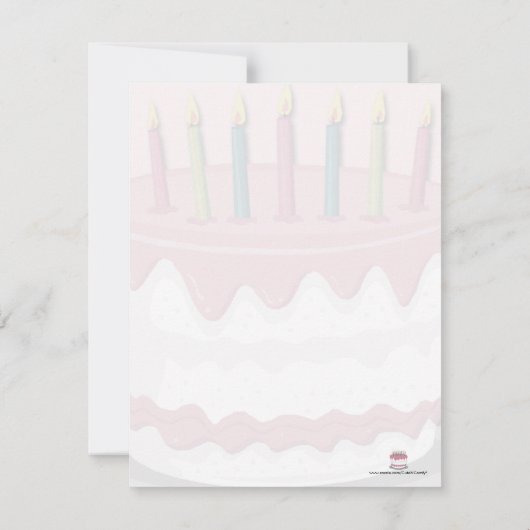 ピンクのアイシングの女の子の誕生日のパーティの招待状 招待状 (裏面)