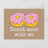ピンクのアイシングドーナツの可愛い食べ物アート ポストカード (正面)