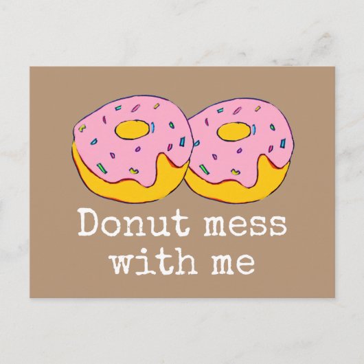 ピンクのアイシングドーナツの可愛い食べ物アート ポストカード (正面)