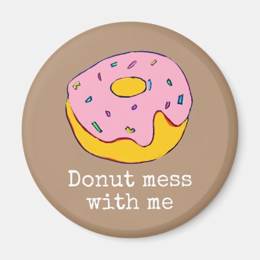 ピンクのアイシングドーナツの可愛い食べ物アート マグネット (正面)