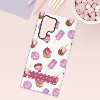 ピンクのアイスクリームとカップケーキ SAMSUNG GALAXY S22 ULTRAケース