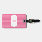 ピンクのアイスクリームのおもしろいストライプのカスタマイズ ラゲッジタグ (正面横)